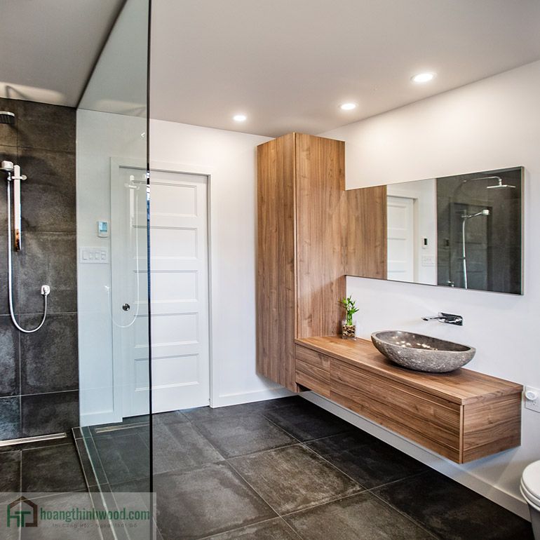 Kệ Lavabo Treo Tường Gỗ Óc Chó Walnut Hiện Đại  LVB1