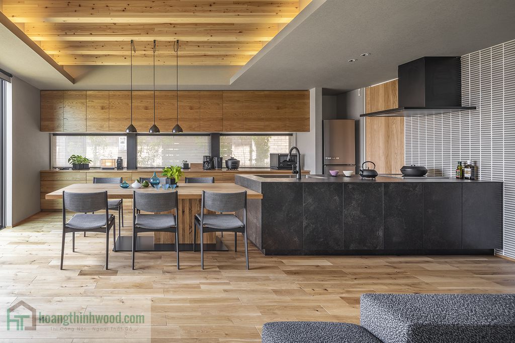 Tủ Bếp Gỗ Sồi Hiện Đại Dễ Vệ Sinh M1