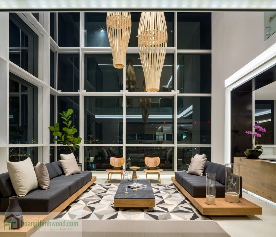 Nội Thất Gỗ Sồi Phòng Khách Căn Hộ Cao Cấp