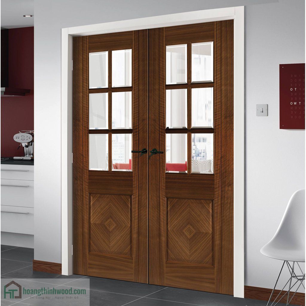 Cửa Gỗ Óc Chó 2 Cánh 09 - Cửa Gỗ Đẹp